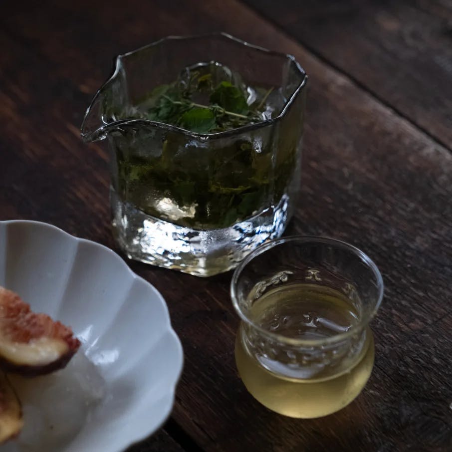 Infused liquid in a glass