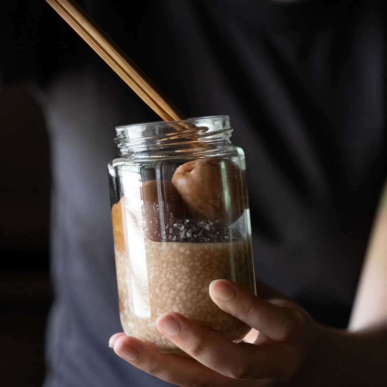 Close up of a jar used in the fermentation process