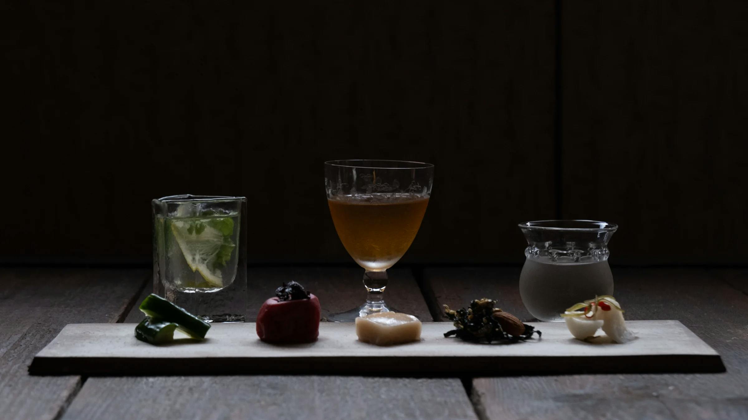 Drinks arranged on a tray