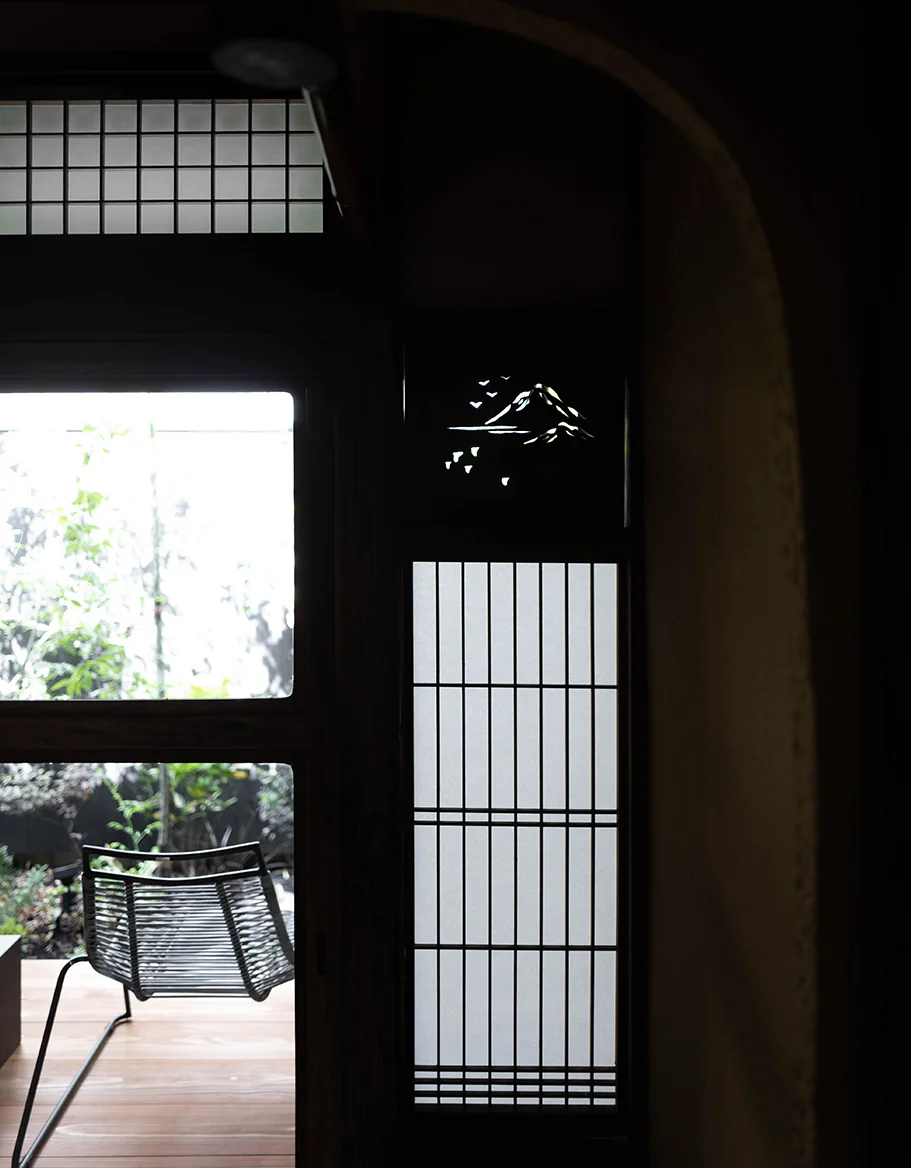 Maana Kyoto engawa and lounge chair overlooking garden