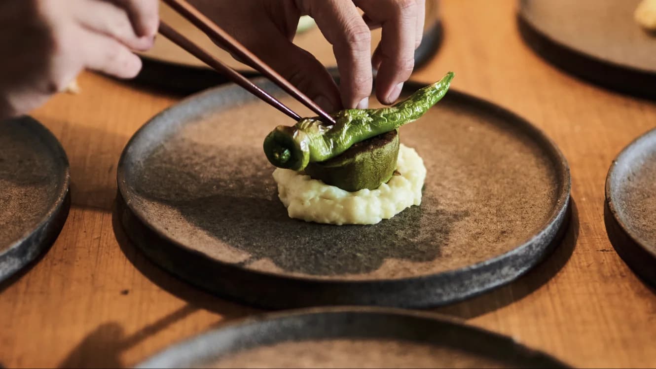 Ceramic bowl on wooden surface