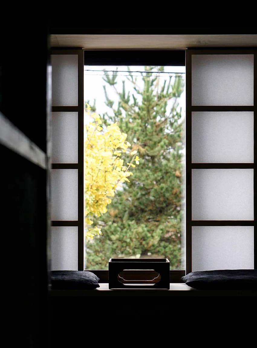 Maana Kamo window with exterior greenery