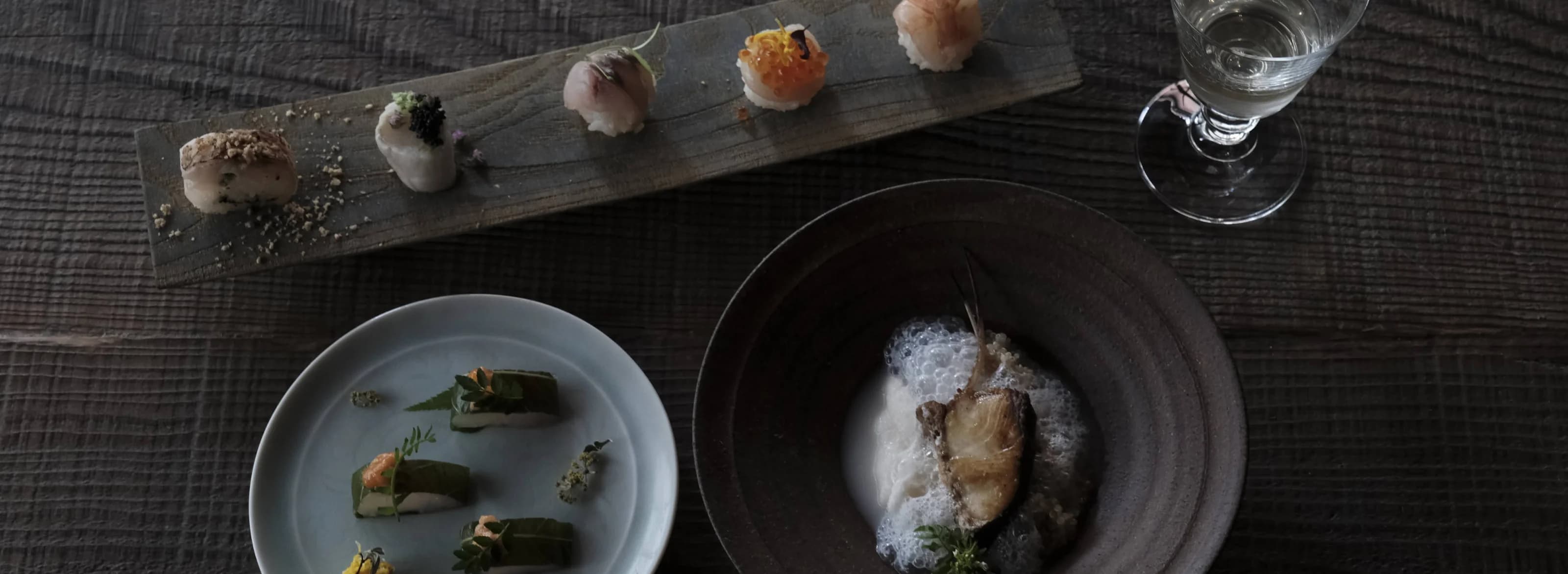 Sweets arranged on a wooden plank